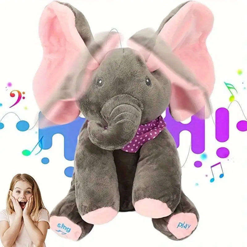 Jucarie interactiva Elefant Cucu-Bau, canta, vorbeste, flutura urechile + Jucarie cactus, canta, danseaza si imita cuvinte CADOU