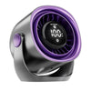 Ventilator de birou și de perete cu 100 de viteze reglabile, cu afișaj digital și lumină ambientală - negru / violet