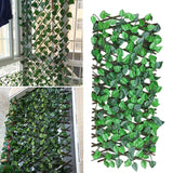 Gard decorativ artificial cu frunze, extensibil