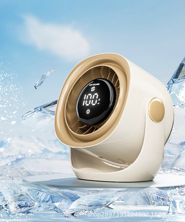 Ventilator de birou și de perete cu 100 de viteze reglabile, cu afișaj digital și lumină ambientală - negru / violet