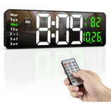 Ceas digital de perete cu afișaj LED mare 38.7cm – dată, temperatură, alarmă, ziua săptămânii, telecomandă inclusă