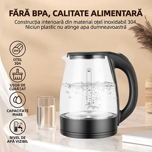 Fierbator electric din sticla 1.8L,oprire automata ,protectie la fierbere fara apa