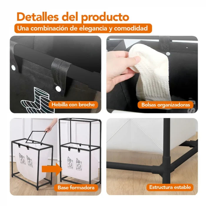 Cos de rufe metalic cu 3 nivele, 4 sectiuni, 124 x 57 x 44 cm