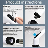 Perie electrică rotativă pentru curățenie – 9 capete, 450 RPM, 2 viteze, mâner extensibil și incărcare USB
