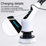 Perie electrică rotativă pentru curățenie – 9 capete, 450 RPM, 2 viteze, mâner extensibil și incărcare USB