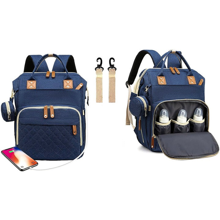 Geanta/rucsac,cu port USB si 14 compartimente, textil, 40 x 30 x 14 cm, multicolor