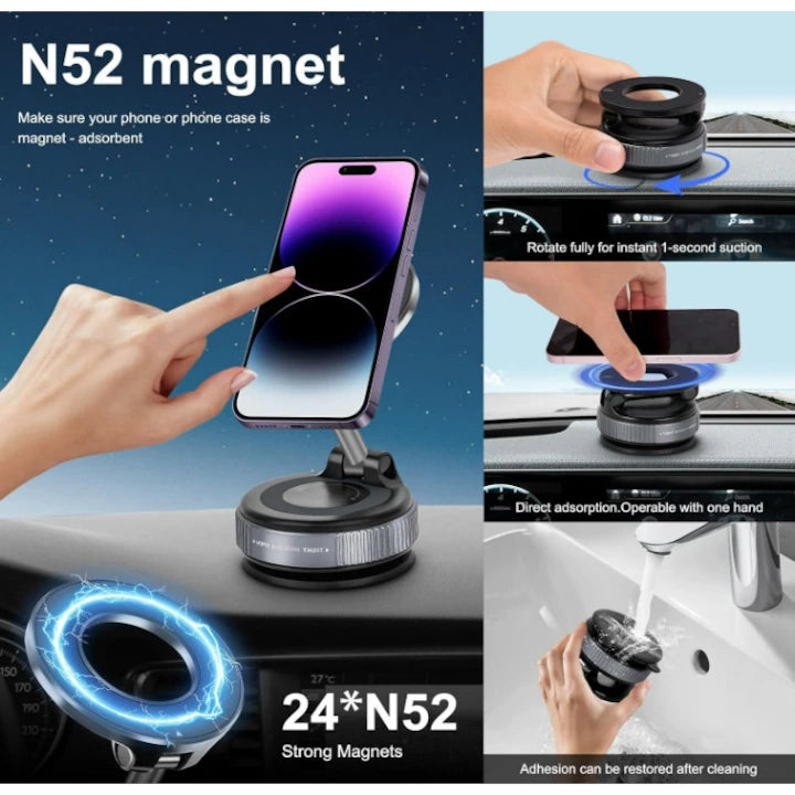 Suport auto magnetic pentru telefon, reglabil 3 axe, rotatie 360°