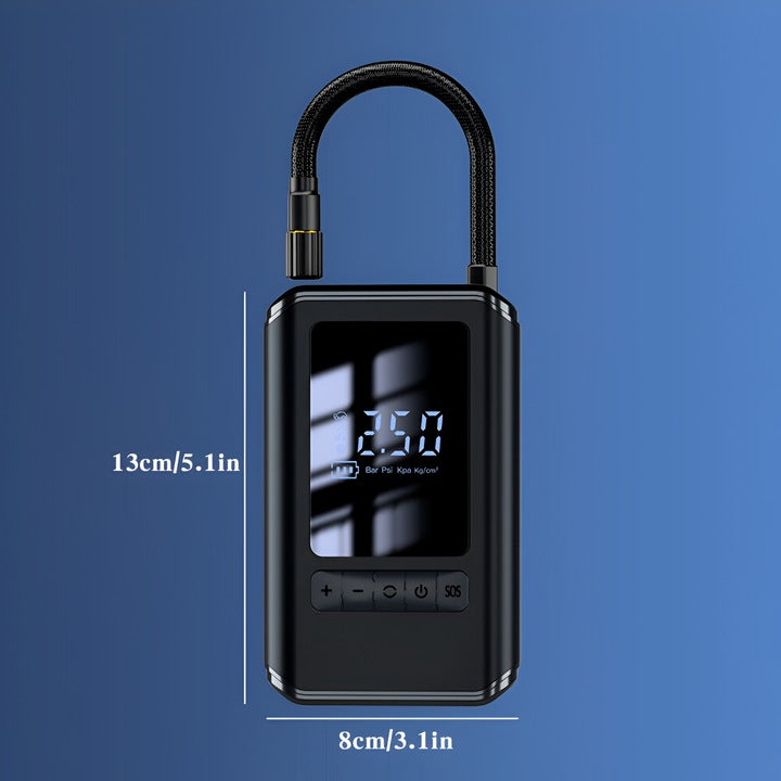 Compresor portabil 150 PSI (10,3 bar), afisaj digital LCD, lanterna LED, baterie 4000 mAh