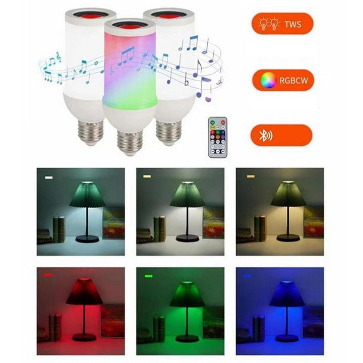 Bec bluetooth LED cu boxa RGBW, telecomanda, 9W