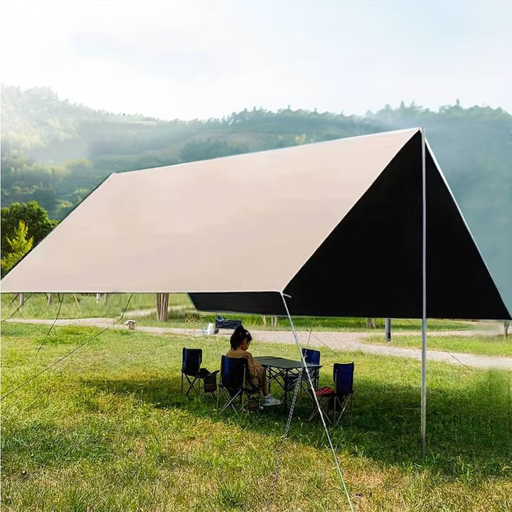 Cort umbrar impermeabil 3m x 5m, protecție UV, cu 2 stâlpi metalici