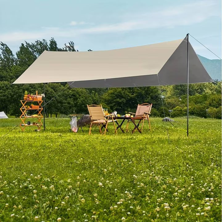 Cort umbrar impermeabil 3m x 5m, protecție UV, cu 2 stâlpi metalici