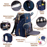 Geanta/rucsac,cu port USB si 14 compartimente, textil, 40 x 30 x 14 cm, multicolor