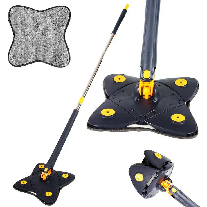 Mop plat cu 4 colturi , versatil, cap rotativ 360°, sistem revolutionar de stoarcere, usor de folosit, uscat, umed