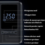 Compresor portabil 150 PSI (10,3 bar), afisaj digital LCD, lanterna LED, baterie 4000 mAh