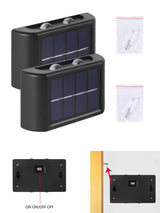 Set 4 x Lampa de perete, lumina solara cu 4 Leduri, pentru exterior, senzor de miscare