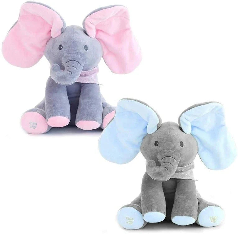 Jucarie de plus interactiva muzicala, Elefantul Cucu -Bau, 30 cm