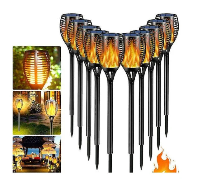 Set 10 x Lampa solara tip torta cu efect flacara