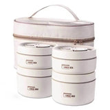 Set 4 caserole din inox pentru calatorie cu geanta