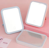 Oglinda de machiaj cu LED, ecran tactil, 3 tipuri de lumina, portabila, suport pliabil