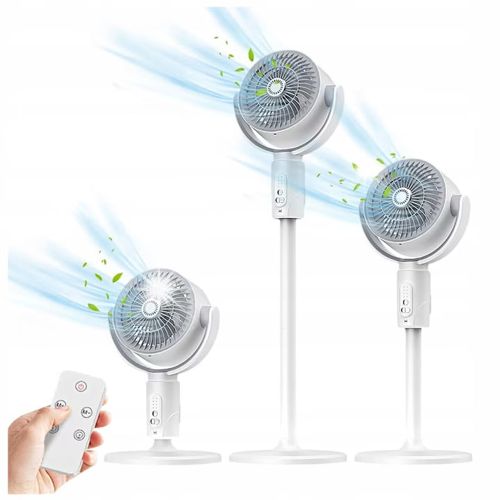 Ventilator fara fir, de birou, 5 viteze, oscilare automata, alb, 38x24.5cm