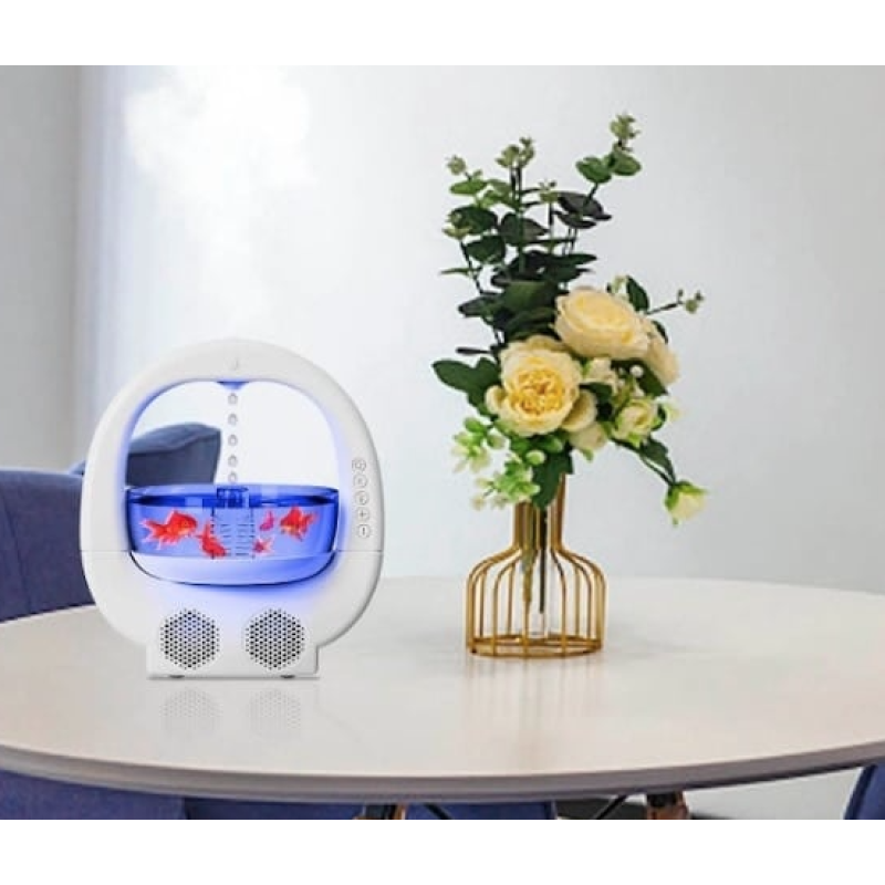Umidificator multifunctional, bol pentru pesti, picatura de apa, boxa bluetooth, difuzor de aroma, 6 culori RGB, pentru relaxare
